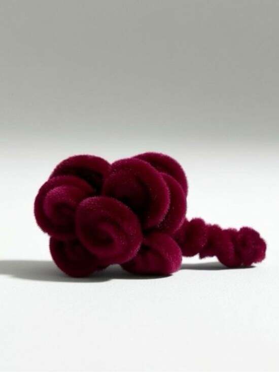 April Accessories - Velvet Rose Cluster Hair Clip - Deep Wine